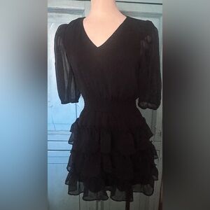 1. State Black Fit and Flare Puff Sleeve Cocktail Dress